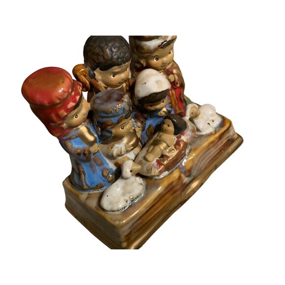 Handcrafted Small Ceramic Nativity Scene Figurine w/ Adorable Characters & Sheep - Picture 9 of 16